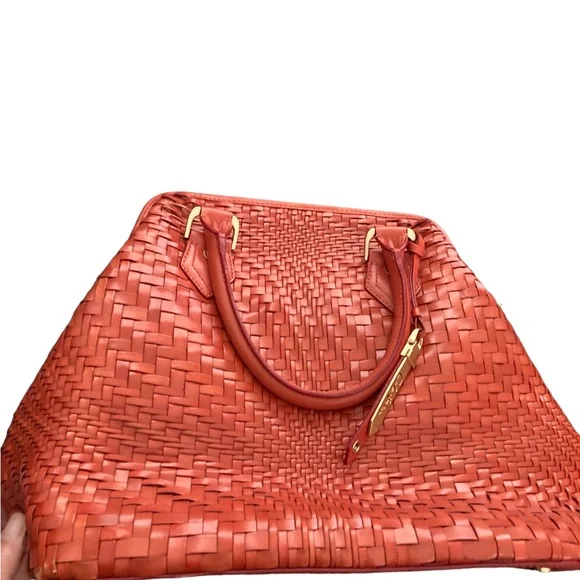 Cole Haan Woven Bag-Terracotta Orange-Amazing & Wonderful Conditon - Picture 3 of 12